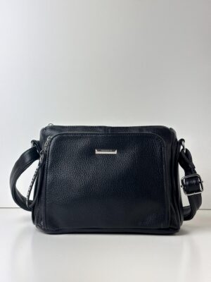 Torebka listonoszka z dwoma komorami SILVIAROSA czarna