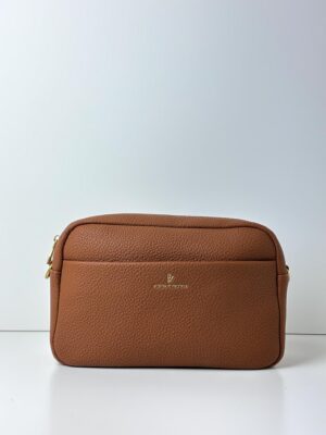 Torebka listonoszka z szerokim paskiem parcianym REGINA SCHRECKER brązowa