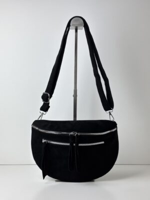 Torebka nerka ze sztucznego zamszu Paolo Bags czarna