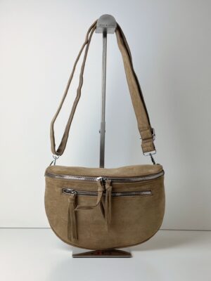 Torebka nerka ze sztucznego zamszu Paolo Bags beżowa