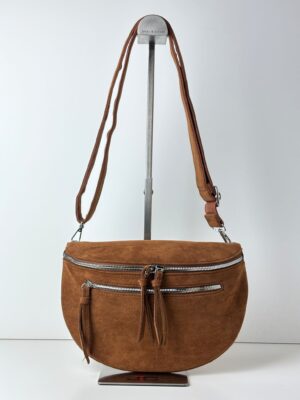 Torebka nerka ze sztucznego zamszu Paolo Bags brązowa