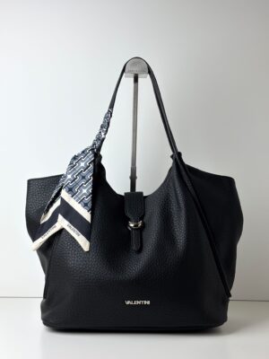 Torebka shopper z ozdobną apaszką na uchu GINO VALENTINI czarna