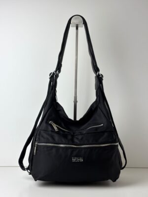 Torebko plecak ortalionowy praktyczny 2w1 COVERI COLLECTION czarny