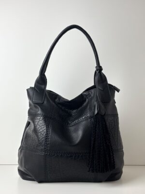 Torebka worek ze wzorem w kostkę MariaC czarna