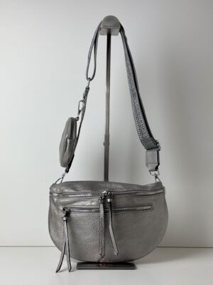 Torebka nerka z okrągłym portfelikiem Paolo Bags srebrna