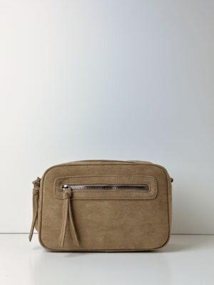 Torebka listonoszka ze sztucznego zamszu Paolo Bags beżowa