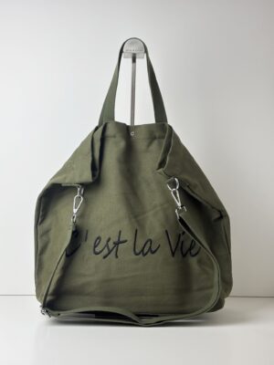 Bawełniana torebka shopper PAOLO BAGS oliwkowa