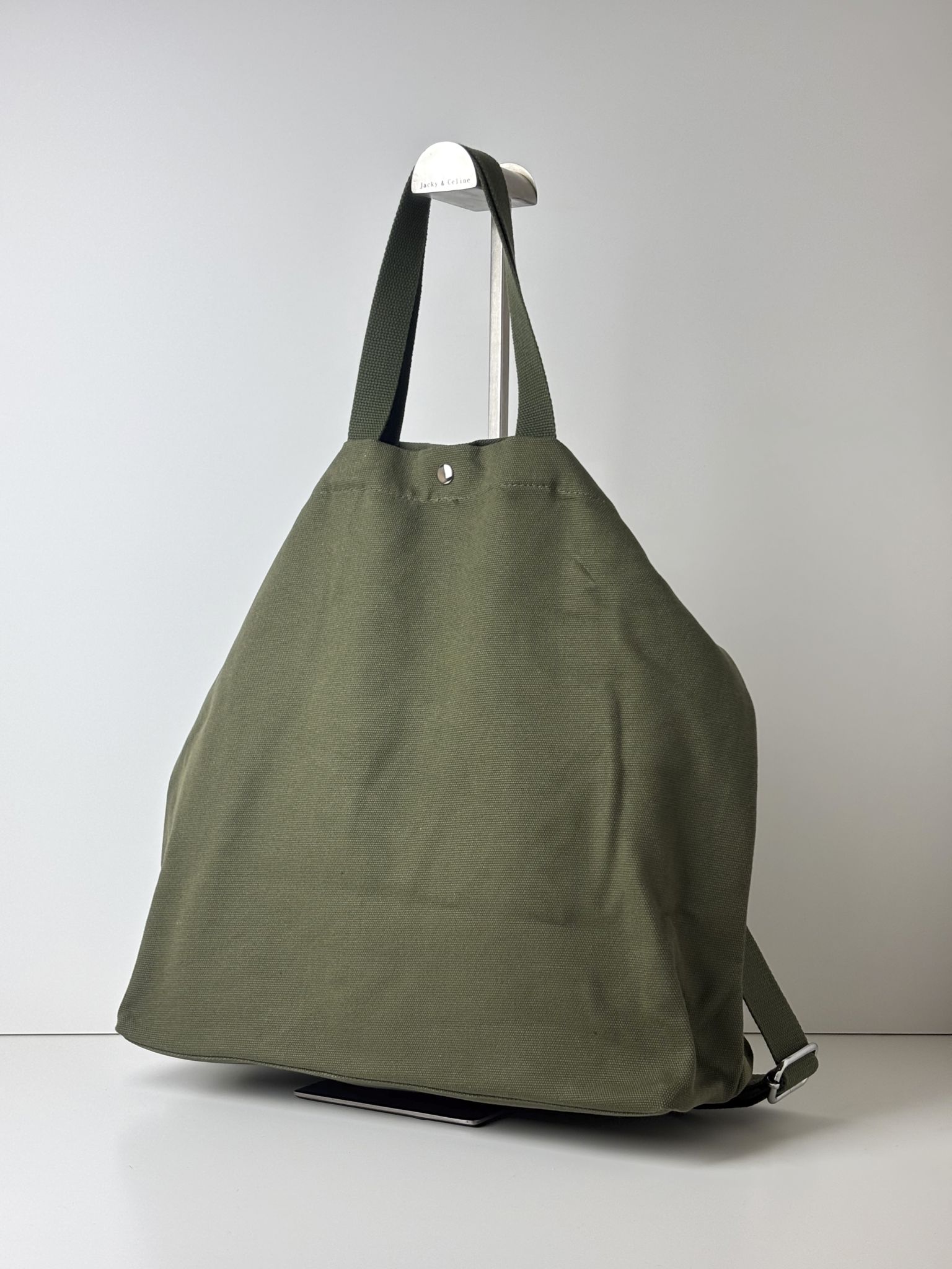 Bawełniana torebka shopper PAOLO BAGS oliwkowa - obrazek 2