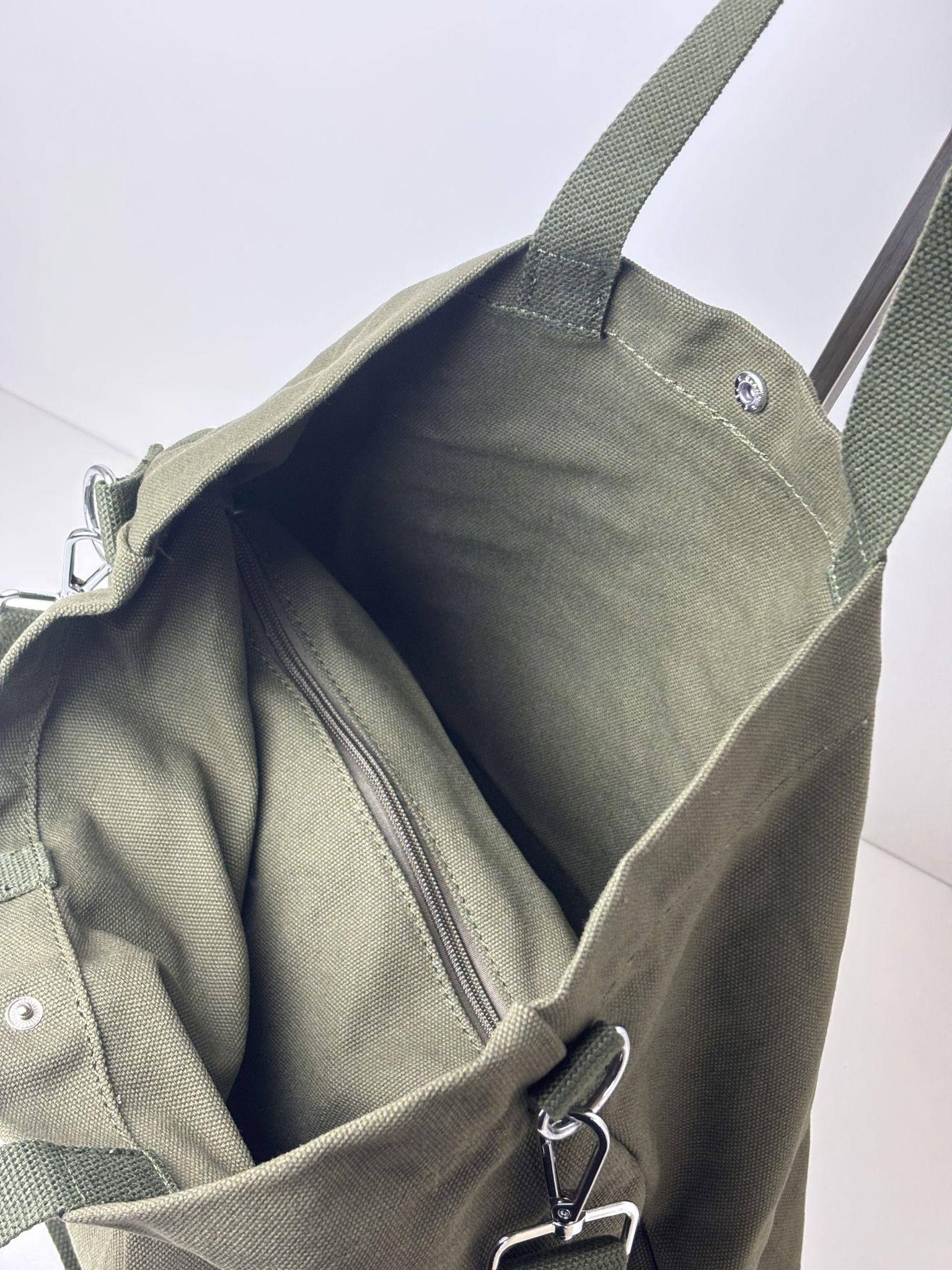 Bawełniana torebka shopper PAOLO BAGS oliwkowa - obrazek 5
