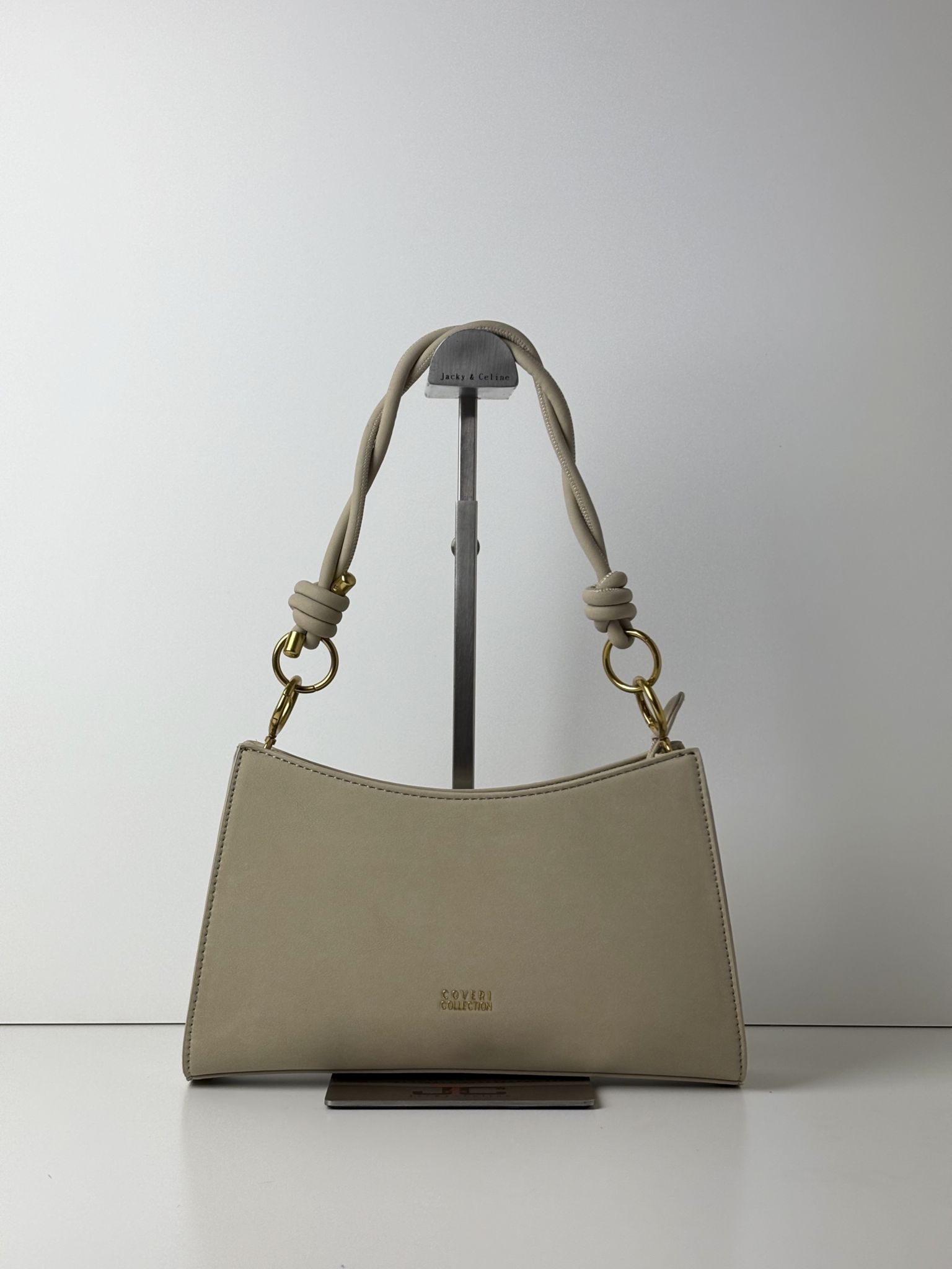 Usztywniana torebka worek COVERI COLLECTION taupe
