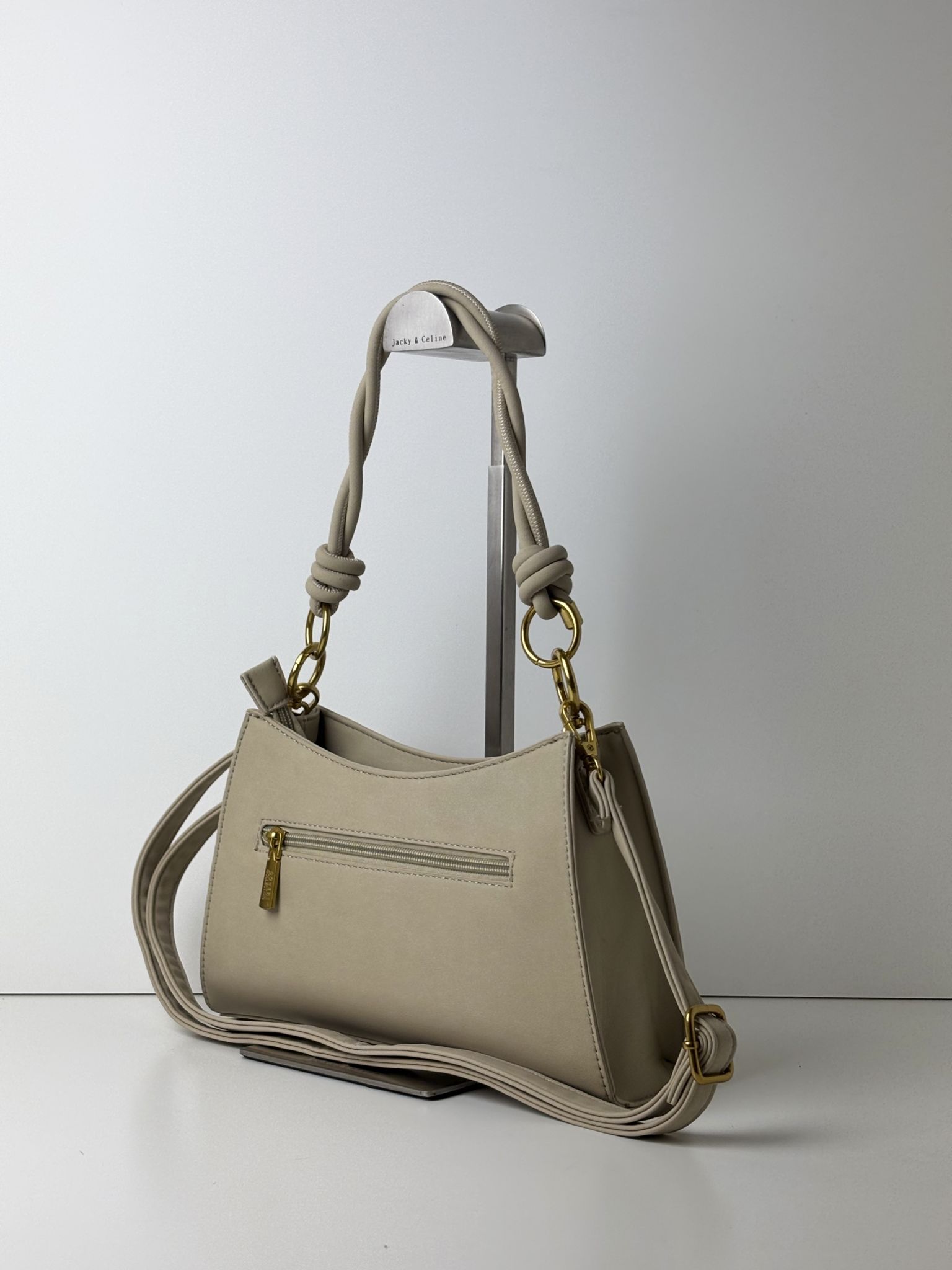 Usztywniana torebka worek COVERI COLLECTION taupe - obrazek 2